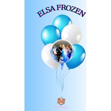 Zayna's Elsa Frozen Temalı Karlar Ülkesi Karakterli Folyo Balon Seti Yuvarlak