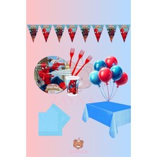 Zayna's Örümcek Adam 32 Kişilik Set Doğum Günü Parti Malzemeleri Erkek Çocuk Tabak Bardak Balon Peçete