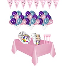 Zayna's Unicorn Temalı Doğum Günü Süsleme Seti 8 Kişilik