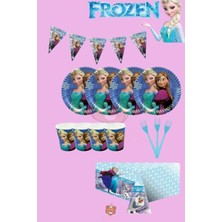 Zayna's Frozen Elsa Temalı Kız Çocuk Olaf Ekonomik 16 Kişilik Doğum Günü Parti Seti