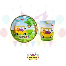 Zayna's Safari Temalı Karton Tabak ve Bardak Seti 16 Lı - Doğum Günü Parti Seti Malzemeleri