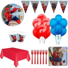 Zayna's Erkek Çocuk Spider Man Örümcek Adam Doğum Günü Konsepti Parti Malzemeleri Seti 8 Kişilik