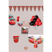 Zayna's Cars Arabalar Temalı Doğum Günü Parti Seti - Erkek Çocuklara Özel Süsleme Malzemeleri 8 Kişilik