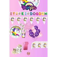 Zayna's Unicorn Temalı Kız Çocuk 24 Kişilik Full Set Doğum Günü Parti Malzemeleri