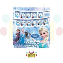 Zayna's Karlar Ülkesi Frozen Elsa Temalı Iyi Ki Doğdun Yazılı Banner - Doğum Günü Parti Seti Malzemeleri