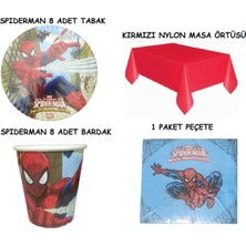 Zayna's Örümcek Adam Spiderman Tabak Bardak Peçete Masa Örtüsü Seti 8 Kişilik