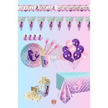 Zayna's Deniz Kızı Konseptli Kız Çocuk Doğum Günü Parti Seti Malzemeleri 32 Kişilik