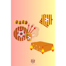 Zayna's Taraftar Sarı Kırmızı 8 Kişilik Doğum Günü Parti Seti - Taraftar Sarı Kırmızı Temalı