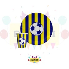 Zayna's Taraftar Seti Sarı Lacivert Karton Tabak Bardak Seti 16 Lı - Doğum Günü Parti Seti Malzemeleri