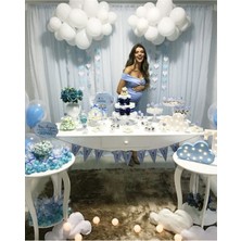 Zayna's Beyaz Balon 50 Adet Cinsiyet Partisi Baby Shower Konsept Doğum Günü