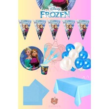 Zayna's Karlar Ülkesi Elsa Temalı Frozen 24 Kişilik Set Doğum Günü Parti Malzemeleri