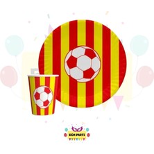 Zayna's Taraftar Seti Sarı Kırmızı Karton Tabak ve Bardak Seti 16 Lı - Doğum Günü Parti Seti Malzemeleri