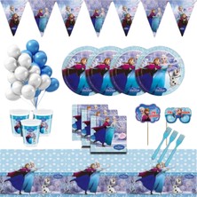 Zayna's Karlar Ülkesi Elsa 16 Kişilik Mavi Doğum Günü Parti Malzemeleri Seti