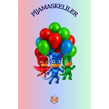 Zayna's Pijamaskeliler Temalı Karakter Baskılı 3 Lü Folyo Balon Seti