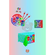 Zayna's Pijamaskeliler Temalı Kız Erkek Çocuk Konseptli 32 Kişilik Doğum Günü Parti Seti