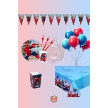 Zayna's Örümcek Adam 16 Kişilik Doğum Günü Parti Seti - Örümcek Adam Konsepti Kek Standı