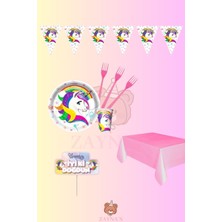 Zayna's Unicorn Temalı Kız Çocuk Konsept Ekomini Set 24 Kişilik Doğum Günü Parti Malzemeleri