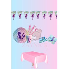 Zayna's Deniz Kızı Temalı Kız Çocuk Ekomini Set 32 Kişilik Doğum Günü Parti Malzemeleri