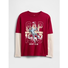 Gap Erkek Çocuk Kırmızı Relaxed Grafik T-Shirt