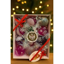 Mor Pembe 8 cm Parlak Yılbaşı Ağacı Süs Topu Seti – Kutulu, Işıltılı, Şık Dekoratif Toplar 12'li