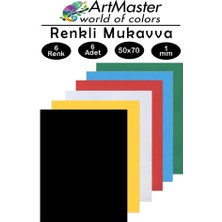 ArtMaster Renkli Mukavva 50X70 cm 6 Renk 1 Paket Renkli Sert Karton 1.0 mm Anasınıfı Hobi Etkinlik Okul Öncesi Proje