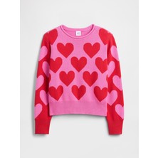 Gap Kız Çocuk Pembe Relaxed Roll-Neck Kazak