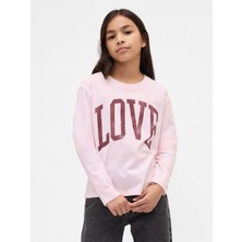 Gap Kız Çocuk Pembe Relaxed Grafik T-Shirt
