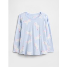 Gap Kız Bebek Açık Mavi Gap Puff Sleeve T-Shirt