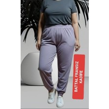 Boya Moda Kadın Bayan Fransız Kadife Battal Büyük Beden Bel ve Paçalar Lastikli Cepsiz  Eşofman Altı Pantolon Pijama Altı  Tayt