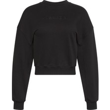 Calvin Klein Calvın Kleın Kadın Marka Logo Baskılı Bisiklet Yaka Günlük Kullanıma Uygun Uzun Kollu Şık Görünüşlü Siyah Sweatshirt LV00QS7514 Ub1