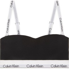 Calvin Klein Calvın Kleın Kadın Marka Logolu Beyaz Elastik Bantlı Siyah Sütyen LV00QF8497 Ub1