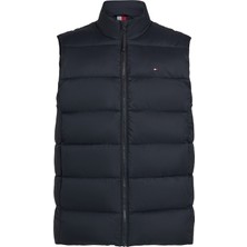 Tommy Hilfiger Tommy Hılfıger Erkek Marka Logolu Kapitone Regular Fit Kalıp Lacivert Yelek MW0MW41981 Dw5