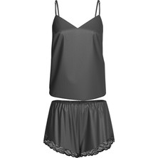 Calvin Klein Calvın Kleın Kadın Bel Lastikli ve Dantel Detaylı Üst Ince Askılı Rahat Siyah Pijama Takımı LV00QS7577 Ub1