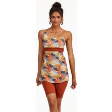 Çamaşır Kenti Argento 0551-9165 Yaprak Desenli Yarı Kapalı Taytlı Tankini