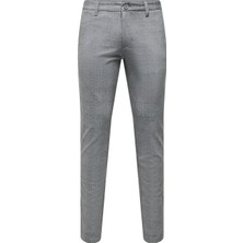 Only & Sons Orta Bel Dar Gri Erkek Chino Pantolon Onsmark Slım Check Pants 9887 Noos