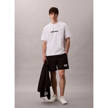 Calvin Klein Jeans Classic Fit Siyah Erkek Şort LV04RC601GUB1 Nylon Logo Drawstrıng