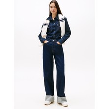Tommy Jeans Yüksek Bel Düz Paça Standart Koyu Mavi Kadın Denim Pantolon DW0DW217961BK