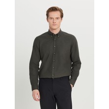 Altınyıldız Classics Slim Fit Düğmeli Yaka Haki Erkek Gömlek ACE020261519_HAK