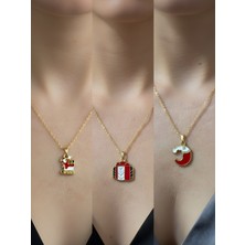 NKT Collection Yeni Yıl Üçlü Kombin Altın Kaplama Kolye Seti