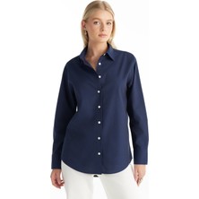 Ted Baker Regular Fit Klasik Gömlek Yaka Oxford Lacivert Kadın Gömlek TBWRSH1030