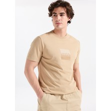 Hugo Bisiklet Yaka Bej Erkek T-Shirt 50542784_DUSPLIT