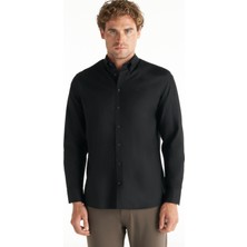 Ted Baker Comfort Fit Düğmeli Yaka Oxford Siyah Erkek Gömlek TBMRSH1010