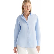 Ted Baker Regular Fit Klasik Gömlek Yaka Oxford Mavi Kadın Gömlek TBWRSH1030