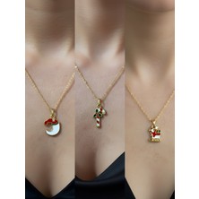 NKT Collection Yeni Yıl Üçlü Kombin Altın Kaplama Kolye Seti