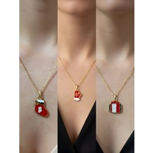 NKT Collection Yeni Yıl Üçlü Kombin Altın Kaplama Kolye Seti