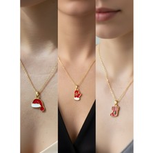 NKT Collection Yeni Yıl Üçlü Kombin Altın Kaplama Kolye Seti