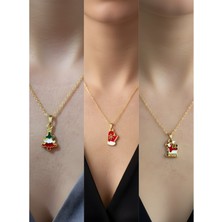 NKT Collection Yeni Yıl Üçlü Kombin Altın Kaplama Kolye Seti