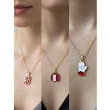 NKT Collection Yeni Yıl Üçlü Kombin Altın Kaplama Kolye Seti