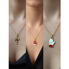 NKT Collection Yeni Yıl Üçlü Kombin Altın Kaplama Kolye Seti