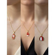 NKT Collection Yeni Yıl Üçlü Kombin Altın Kaplama Kolye Seti
